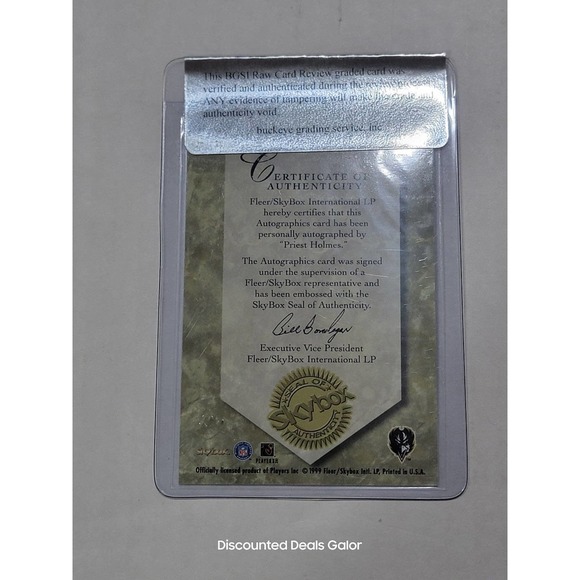 Priest Holmes 1999 Skybox Autograph On Card Auto Gem Mint 10 Baltimore Ravens - Picture 2 of 2